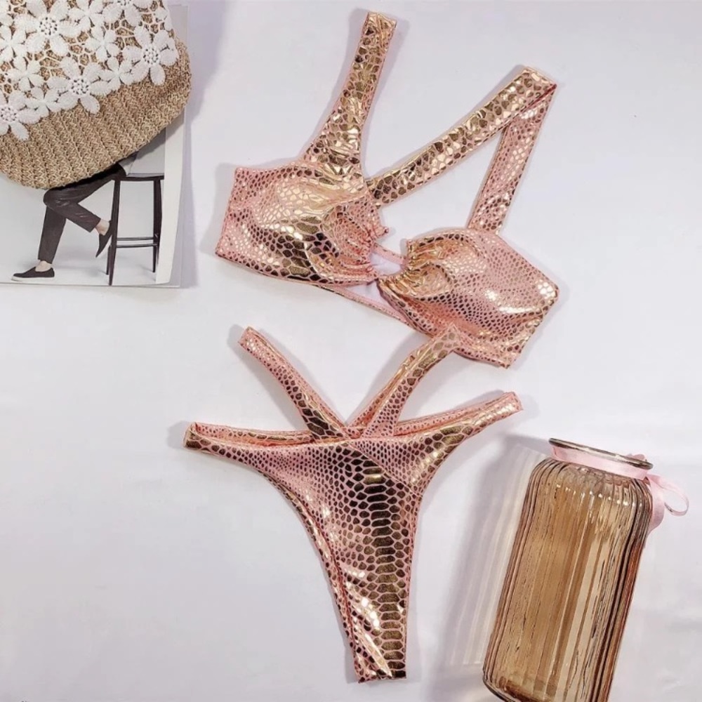 (Last 1) Sexy snake print two piece cut out bikini - Picture 2 of 4